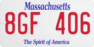 MA license plate 8GF406