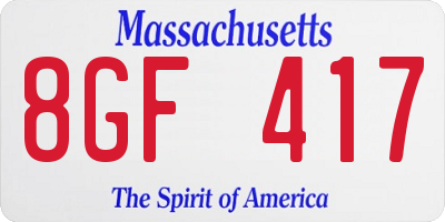 MA license plate 8GF417