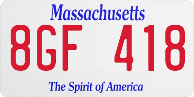 MA license plate 8GF418