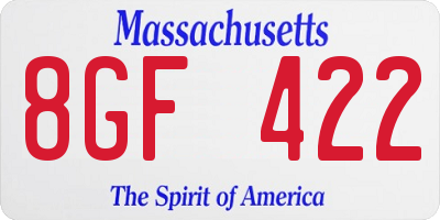 MA license plate 8GF422
