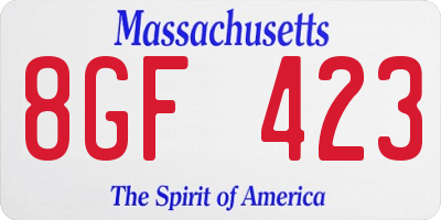 MA license plate 8GF423