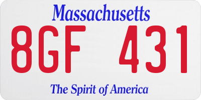 MA license plate 8GF431