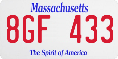 MA license plate 8GF433