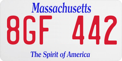 MA license plate 8GF442