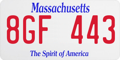 MA license plate 8GF443