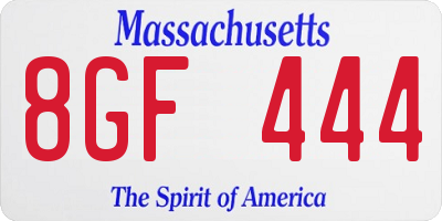 MA license plate 8GF444