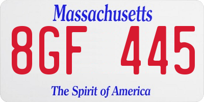 MA license plate 8GF445