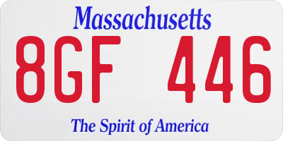 MA license plate 8GF446
