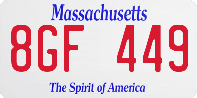 MA license plate 8GF449