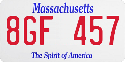 MA license plate 8GF457