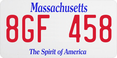 MA license plate 8GF458