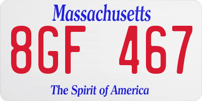 MA license plate 8GF467