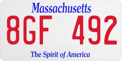 MA license plate 8GF492