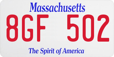MA license plate 8GF502