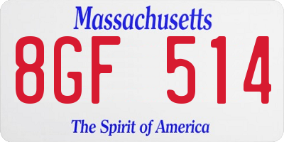 MA license plate 8GF514