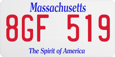 MA license plate 8GF519