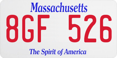 MA license plate 8GF526