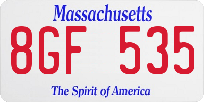MA license plate 8GF535