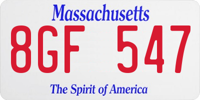 MA license plate 8GF547