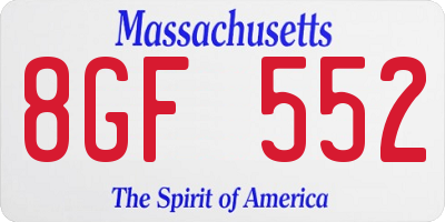 MA license plate 8GF552