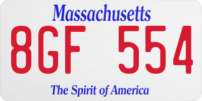 MA license plate 8GF554