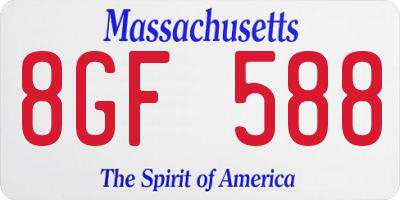 MA license plate 8GF588