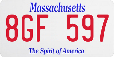 MA license plate 8GF597