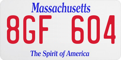 MA license plate 8GF604
