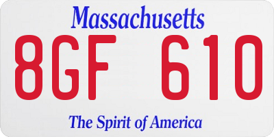 MA license plate 8GF610