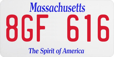 MA license plate 8GF616