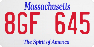 MA license plate 8GF645