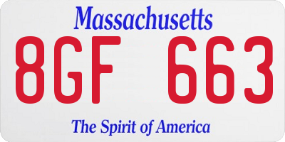 MA license plate 8GF663