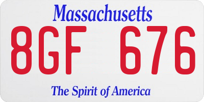 MA license plate 8GF676