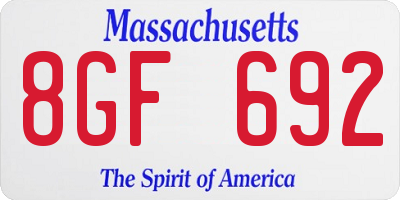 MA license plate 8GF692