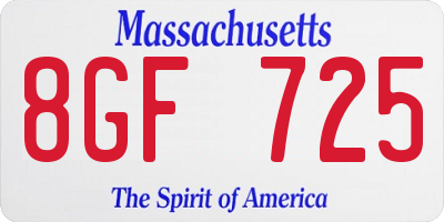 MA license plate 8GF725