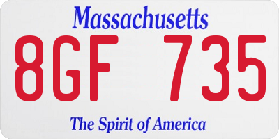 MA license plate 8GF735
