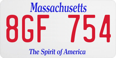MA license plate 8GF754