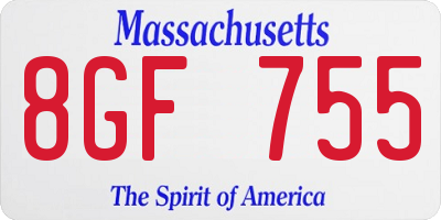 MA license plate 8GF755