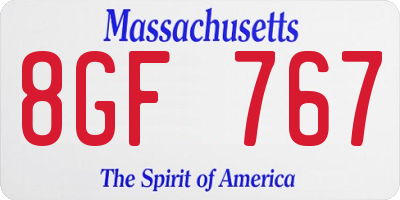 MA license plate 8GF767