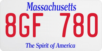 MA license plate 8GF780