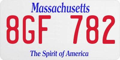 MA license plate 8GF782