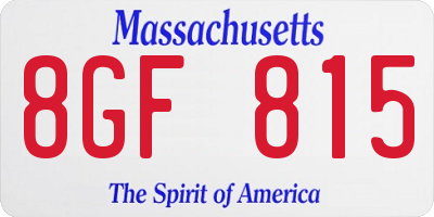 MA license plate 8GF815