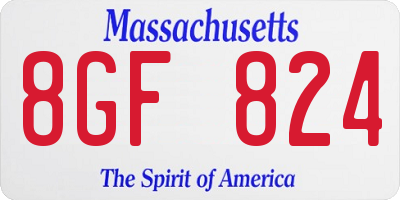 MA license plate 8GF824