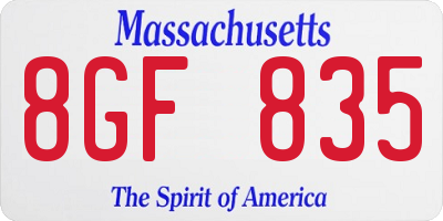 MA license plate 8GF835