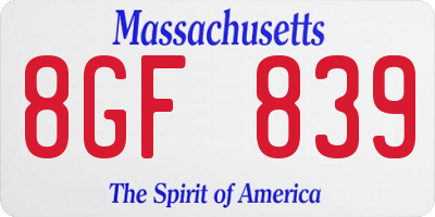 MA license plate 8GF839