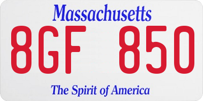 MA license plate 8GF850