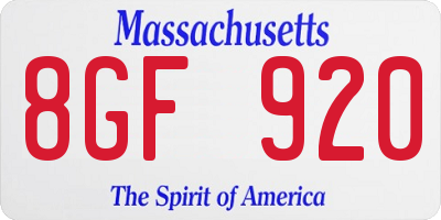 MA license plate 8GF920