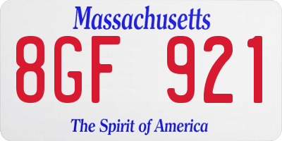 MA license plate 8GF921
