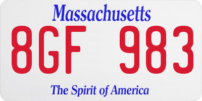 MA license plate 8GF983