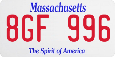 MA license plate 8GF996